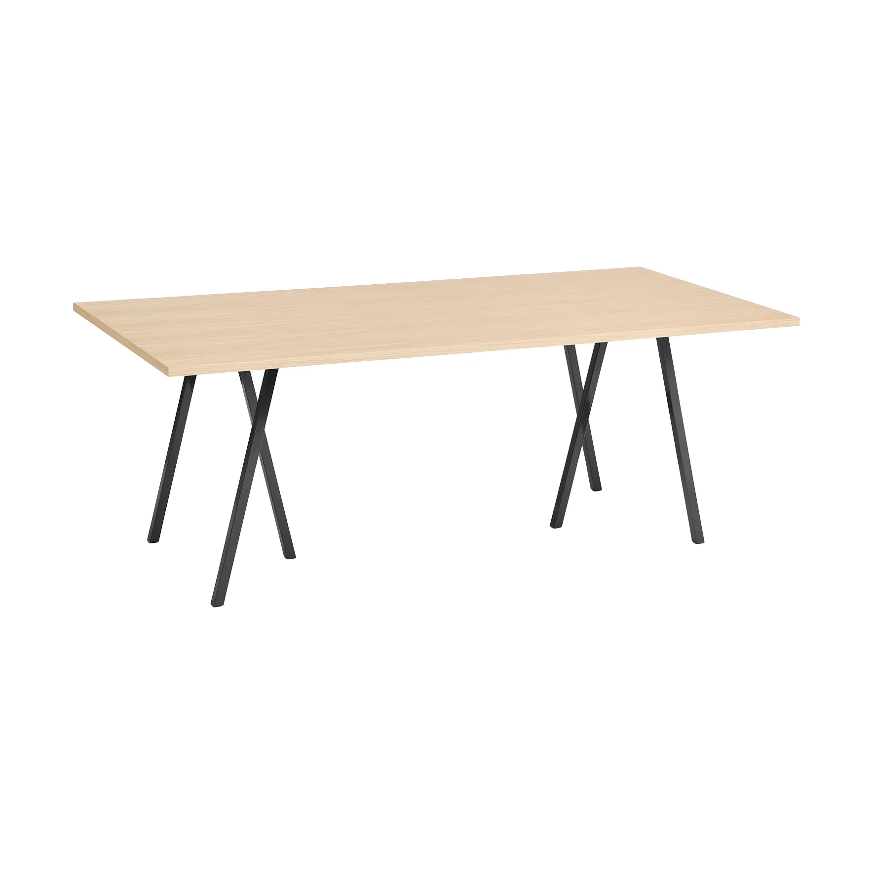 Loop Stand incl. support dining table 92,5x200 cm, Black-clear lacq. oak HAY