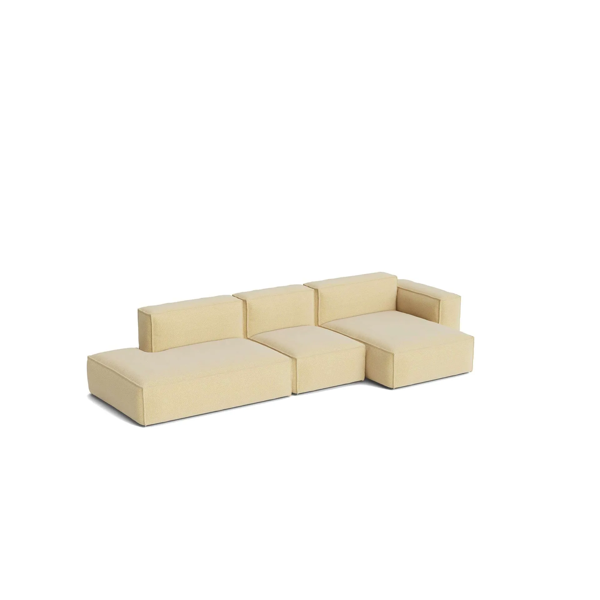 Mags Soft Low Armrest sofa 2.5-seater combination 3, Tartaglia Ocre white, right-hand, removable cover HAY