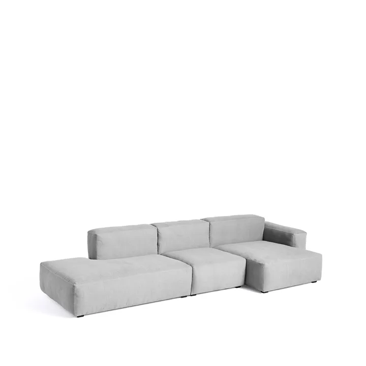Mags Soft low modular sofa - Linara 443 tweed-höger-mörkgrå stickning - HAY