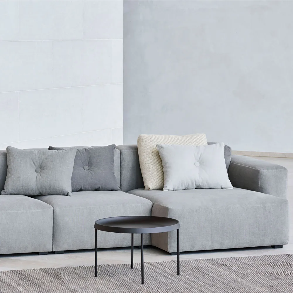 Mags Soft low modular sofa, Linara 443 tweed-höger-mörkgrå stickning HAY
