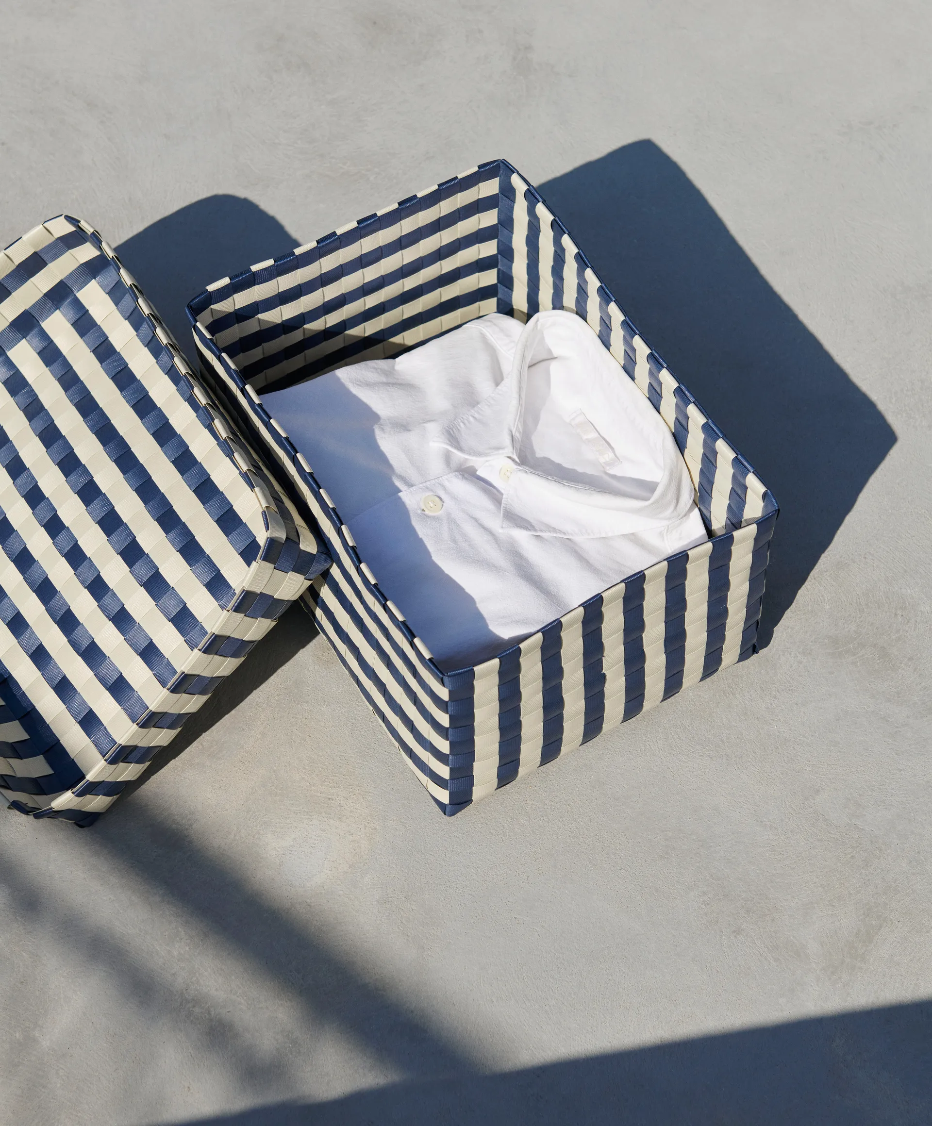 Maxim Stripe Box storage box M 24x33.5 cm, Blue-sand HAY