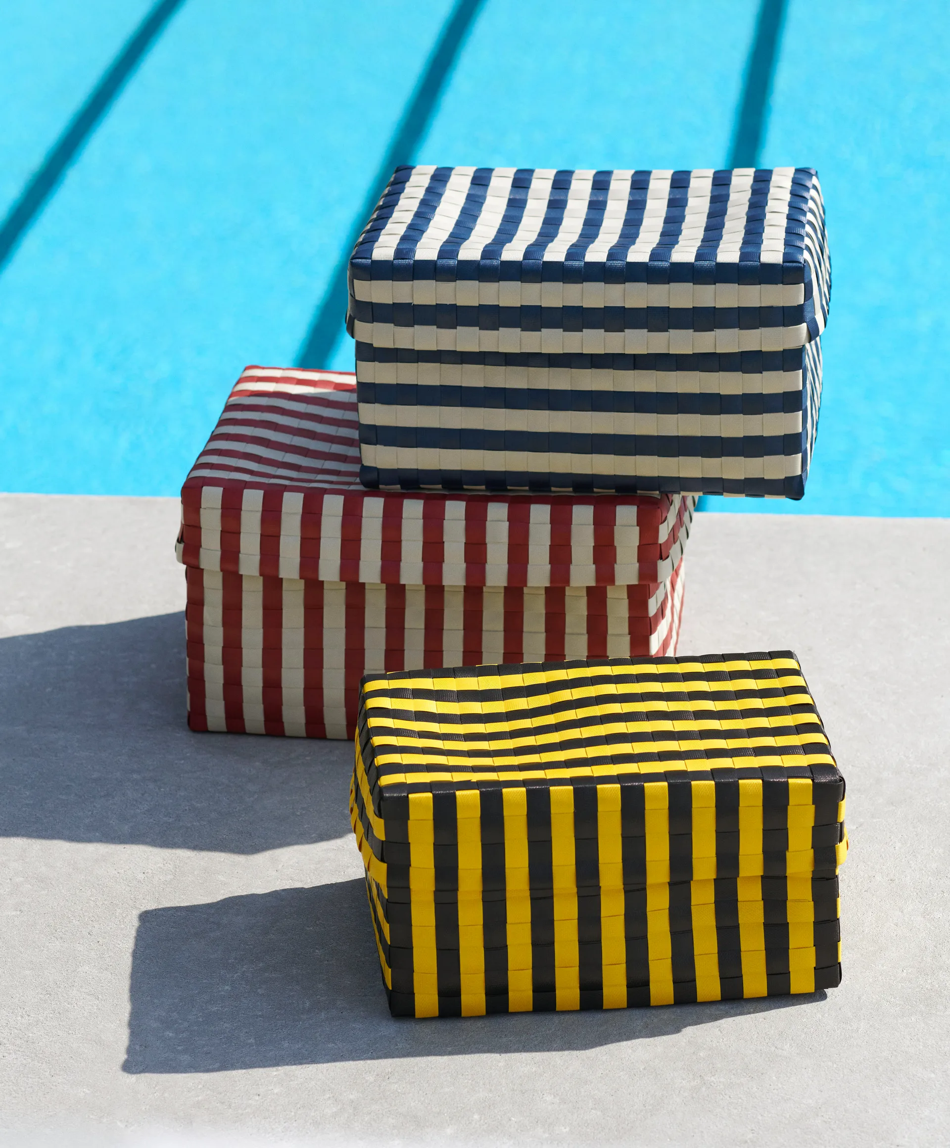 Maxim Stripe Box storage box M 24x33.5 cm, Blue-sand HAY