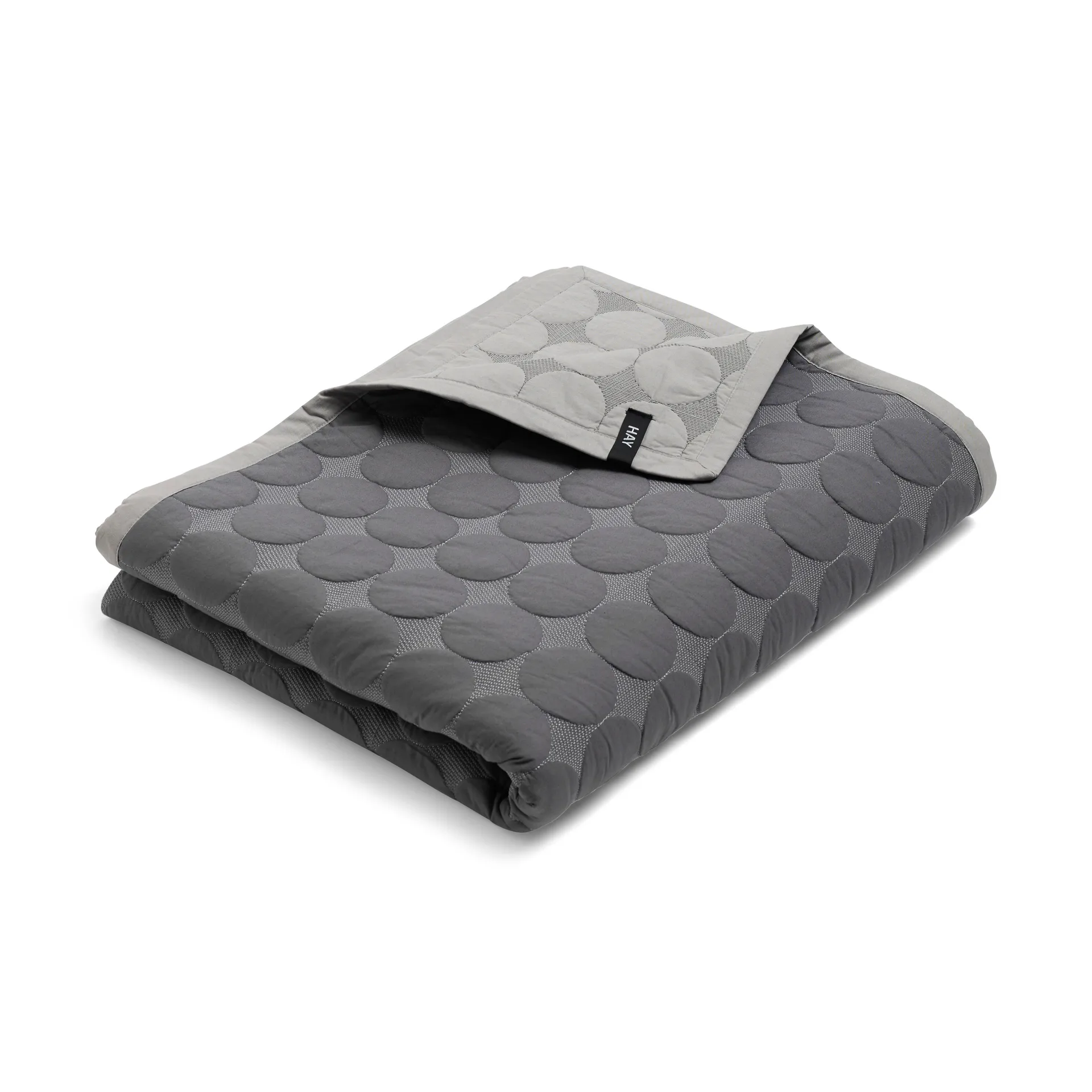 Mega Dot bedspread organic 195x245 cm, Dark grey HAY
