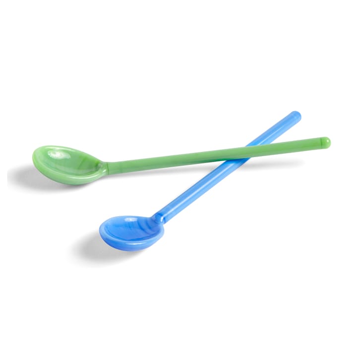 Mono glass spoon 2-pack, sky blue-green HAY
