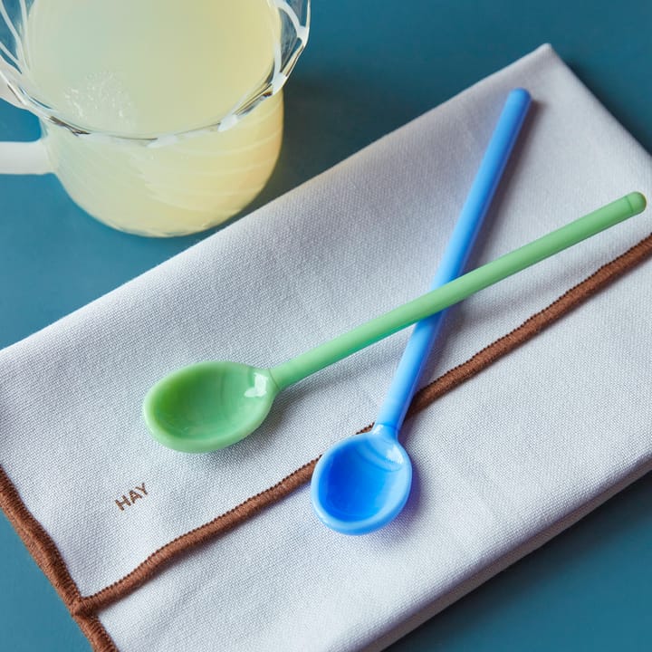 Mono glass spoon 2-pack, sky blue-green HAY