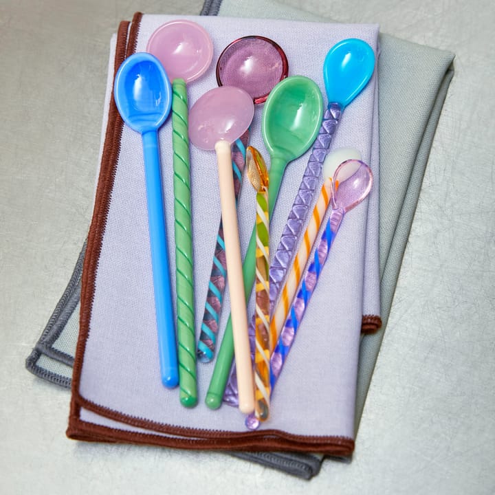 Mono glass spoon 2-pack, sky blue-green HAY