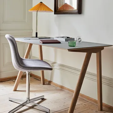 Neu 10 Upholstery chair - Remix 163 grey, swivel base in aluminium - HAY