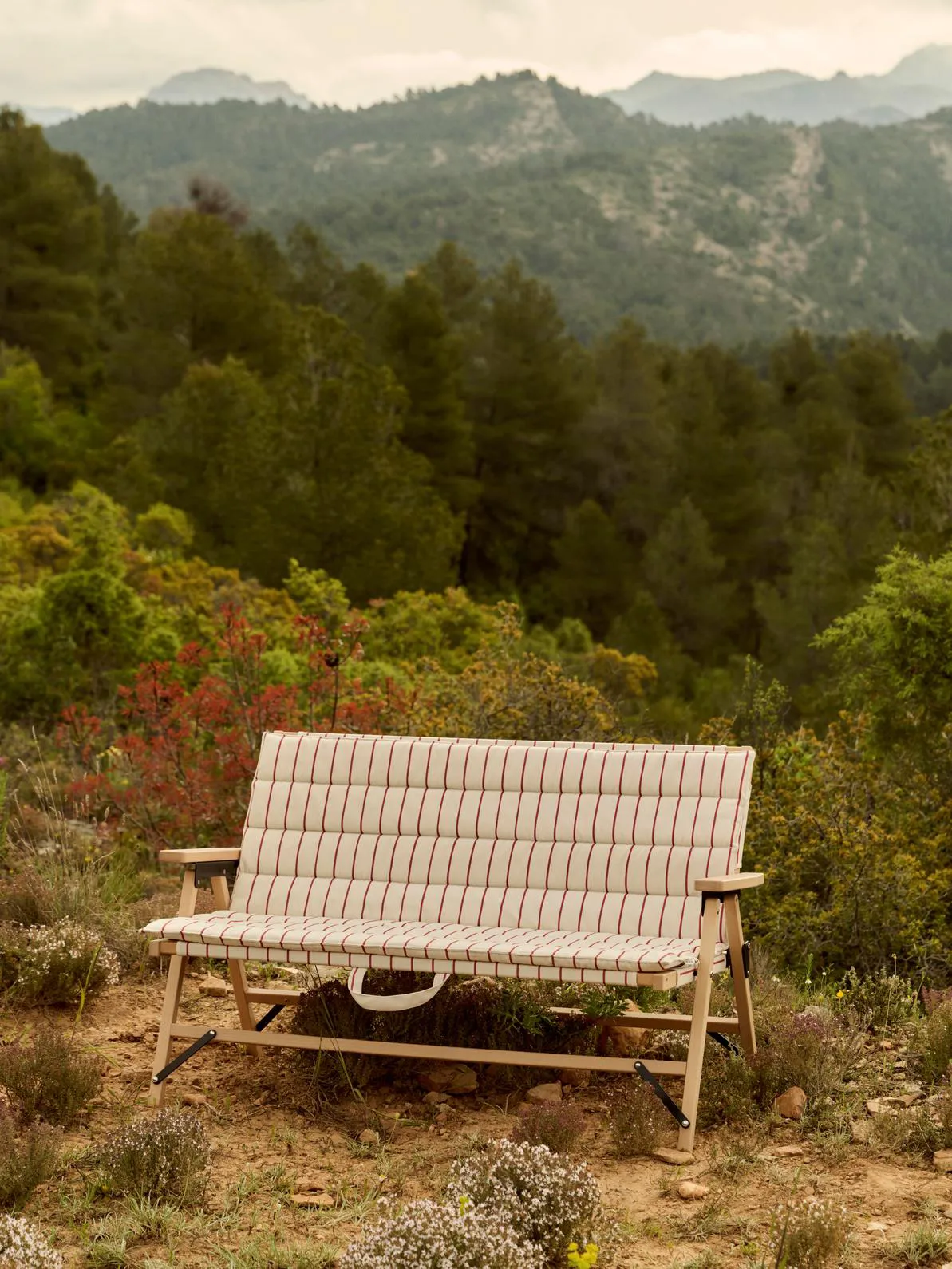 Outdoor Market foldable sofa, Beige-red, 2-seater HAY