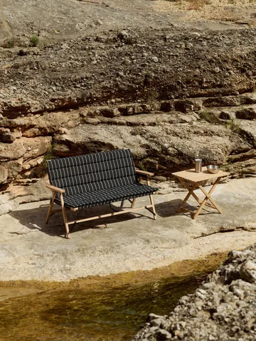 Outdoor Market foldable sofa - Black-beige, 2 seater - HAY