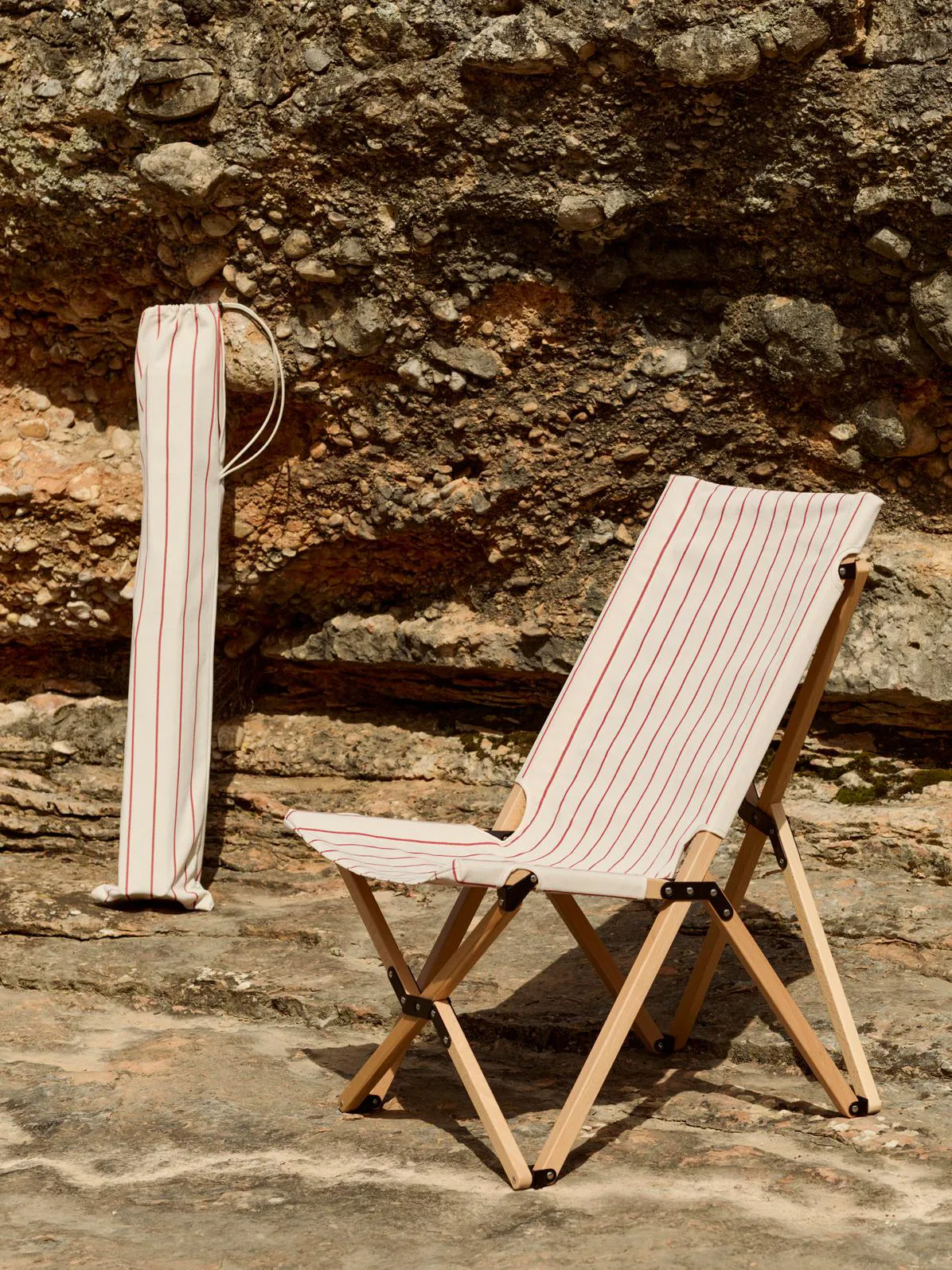 Outdoor Market folding chair, Beige-red HAY