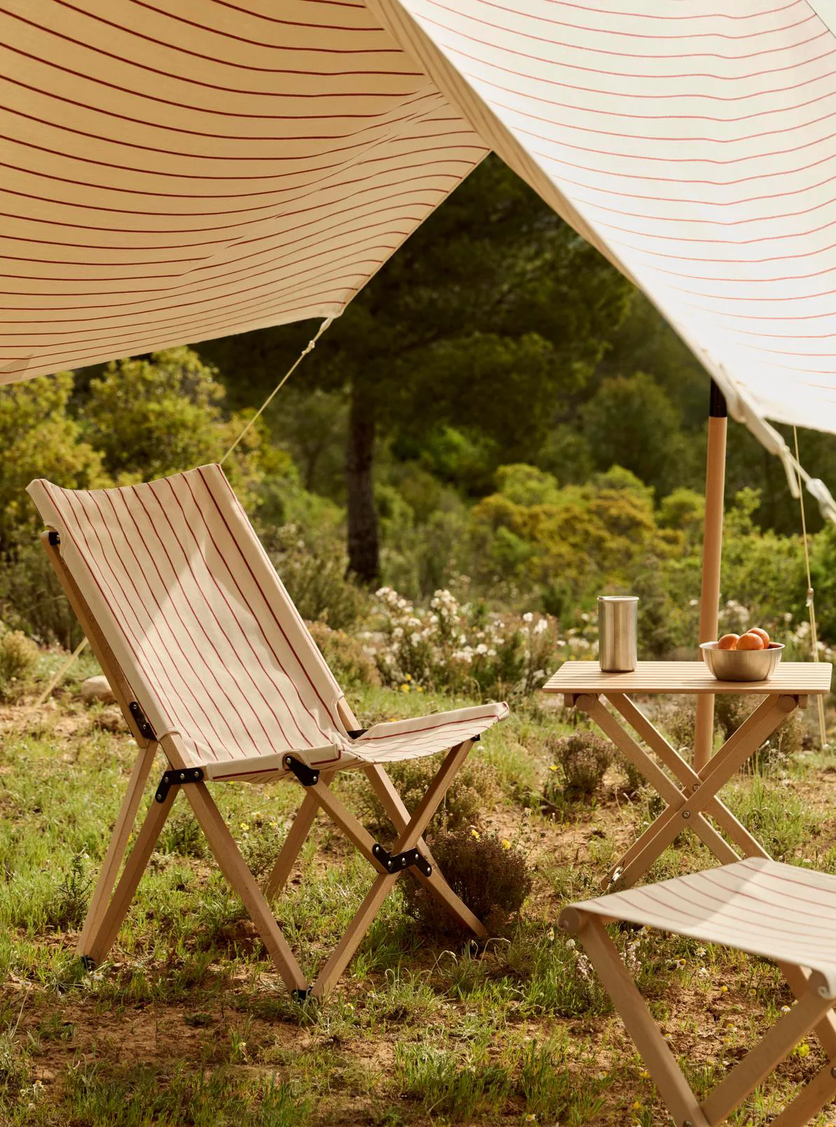 Outdoor Market folding chair, Beige-red HAY