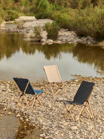 Outdoor Market folding chair - Black-beige - HAY