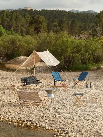 Outdoor Market folding chair - Blue-beige - HAY