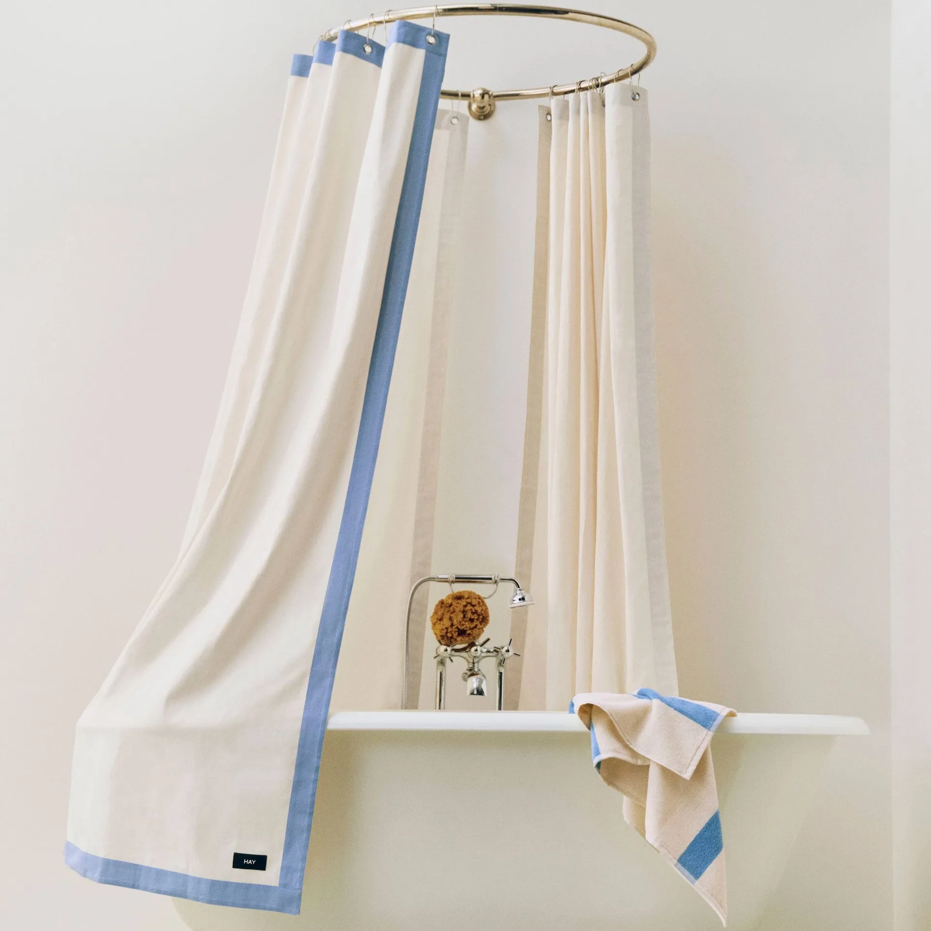 Outline shower curtain, Cream and blue HAY