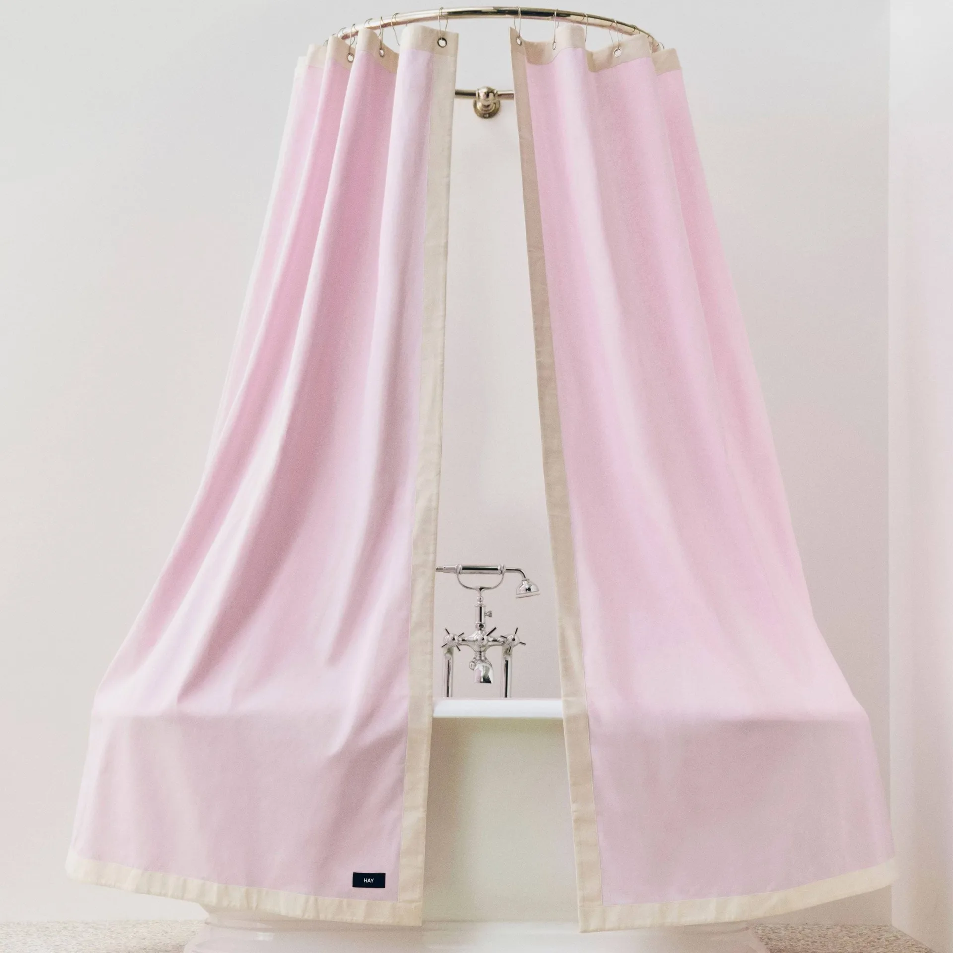 Outline shower curtain, Pink and cream HAY