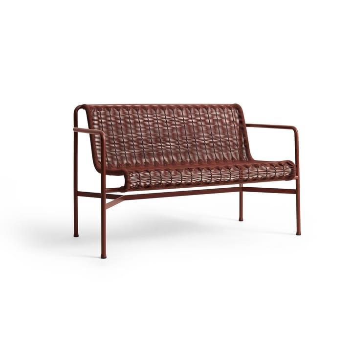 Palissade Cord Dining bench with armrests - Iron red - HAY