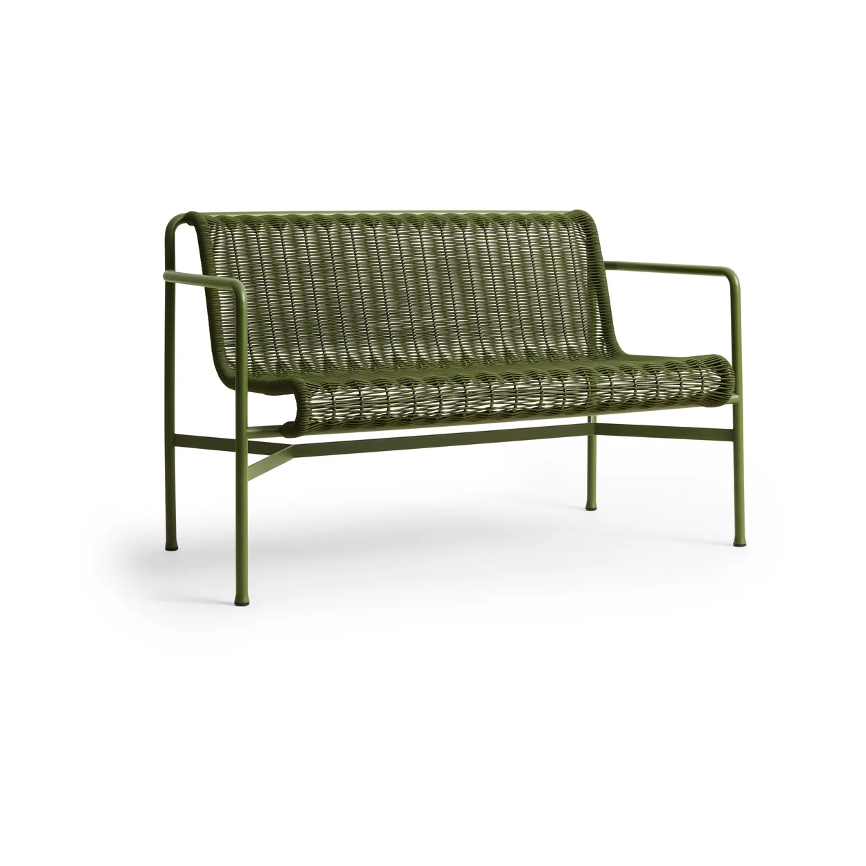 HAY Palissade Cord Dining bench with armrests Olive