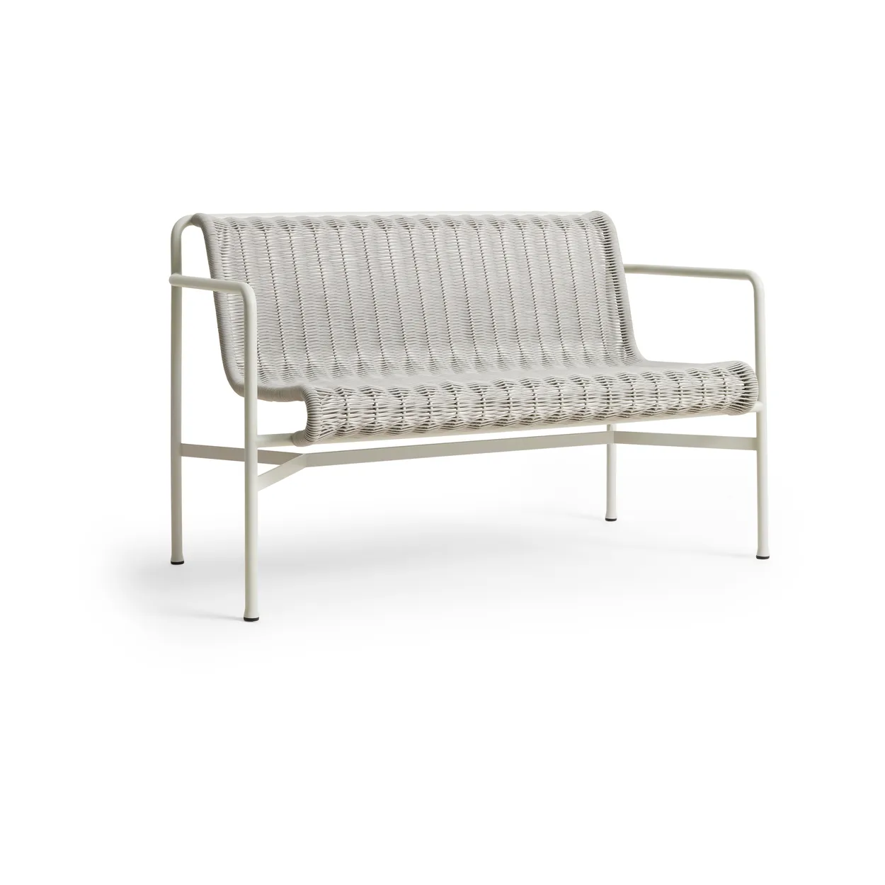 HAY Palissade Cord Dining bench with armrests Sky grey