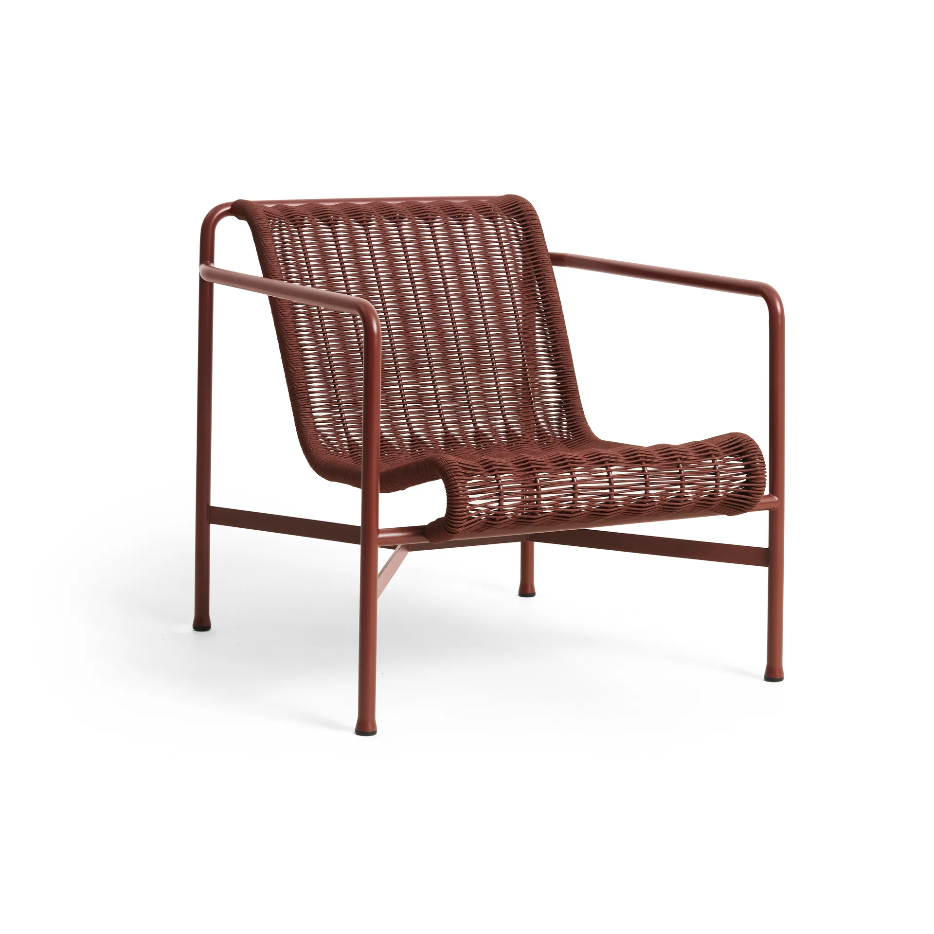 Palissade Cord Low lounge armchair, Iron red HAY