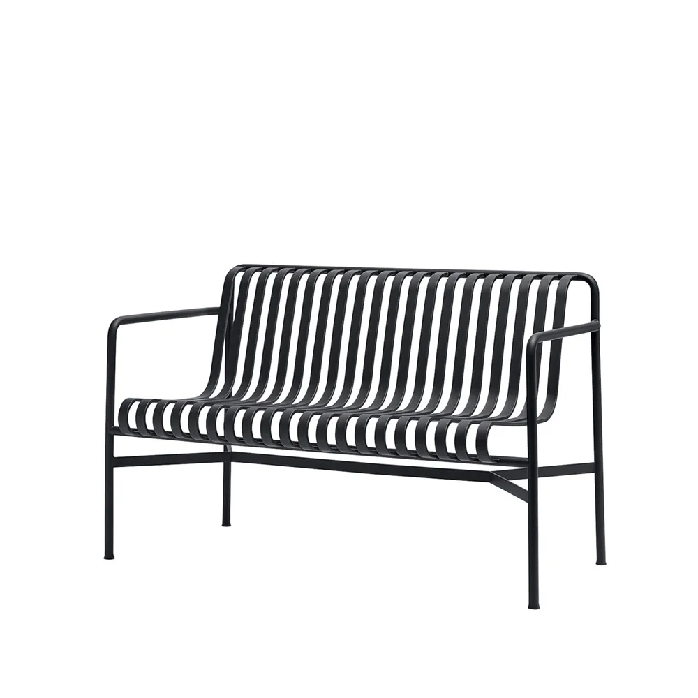 HAY Palissade Dining bench with armrests Anthracite