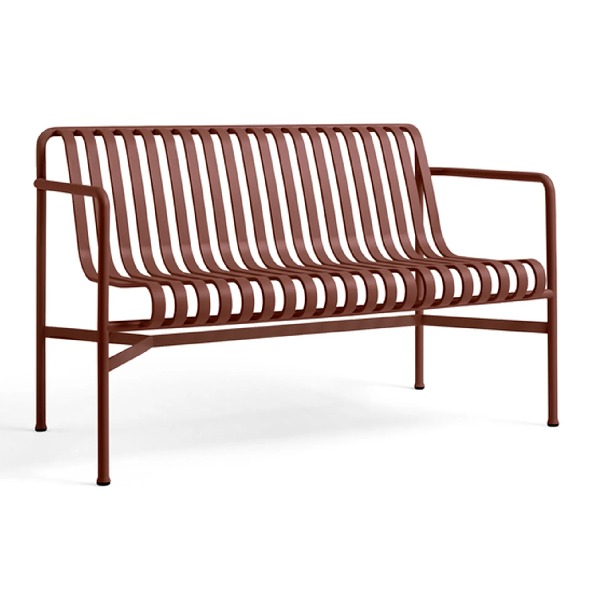Palissade Dining bench with armrests, Iron red HAY