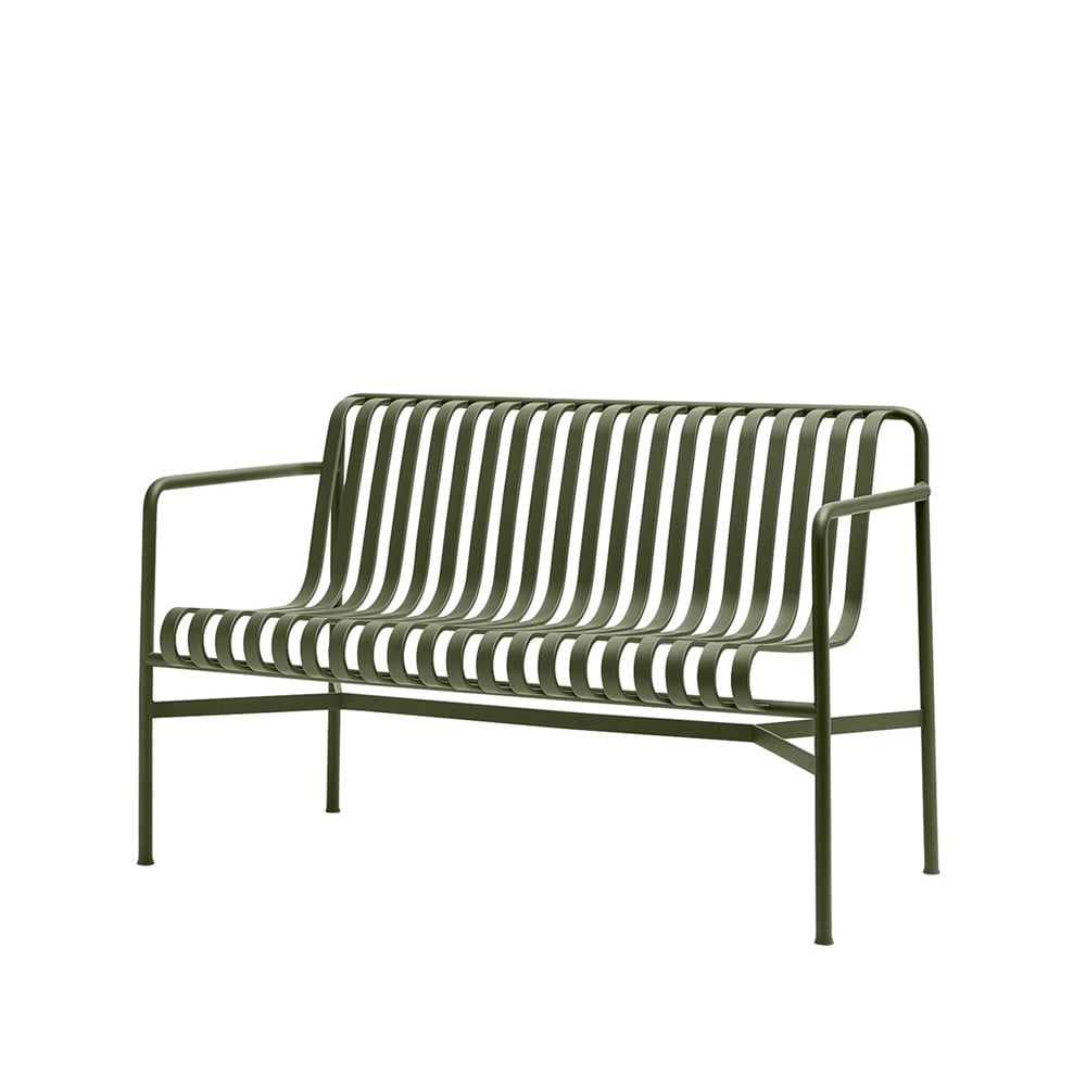 HAY Palissade Dining bench with armrests Olive | Scandinavian Design | Green