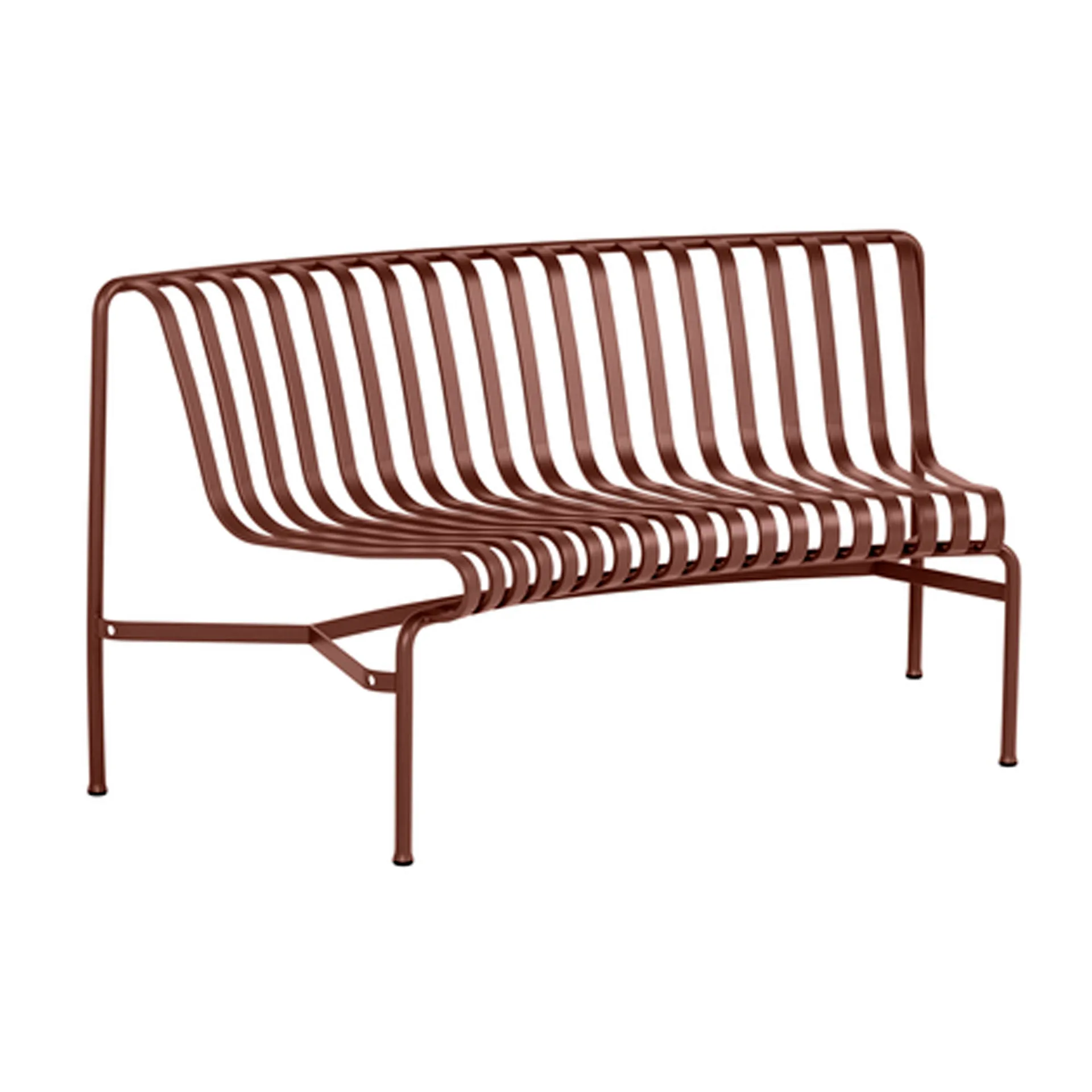 Palissade Dining park bench with curved back, Iron red HAY