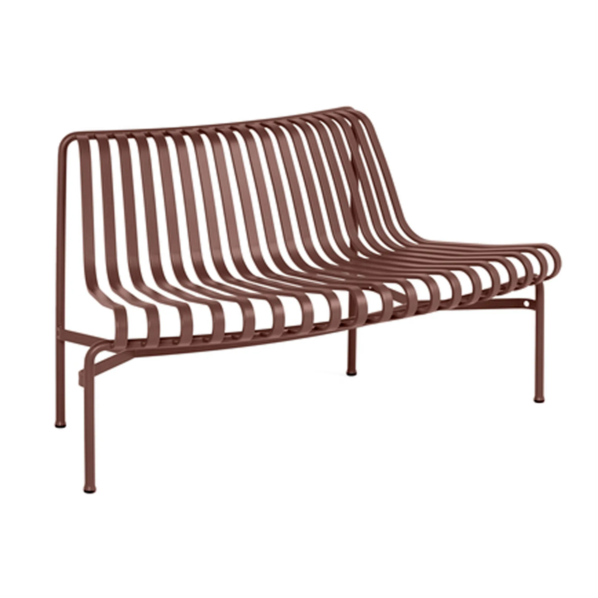 Palissade Dining park bench with flared back, Iron red HAY