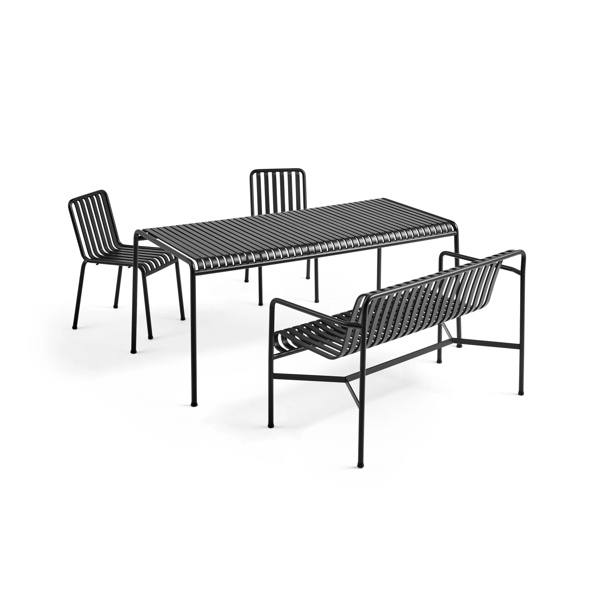 Palissade dining set 2 chairs + bench 170x90 cm - Anthracite,  HAY