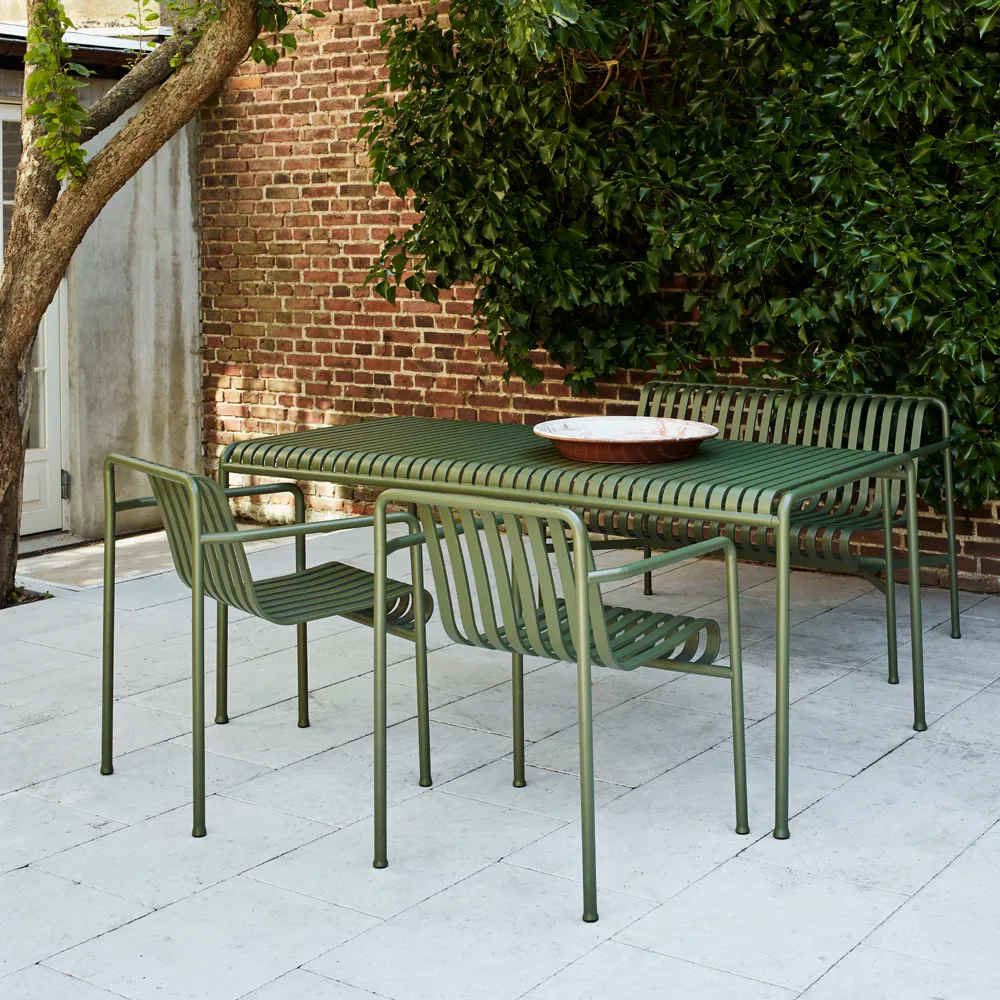 Palissade dining set 2 Dining armchair + bench 170x90 cm olive,  HAY