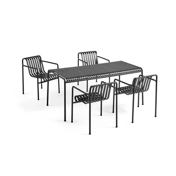 Palissade dining set 4 armchairs 170x90 cm - Anthracite - HAY