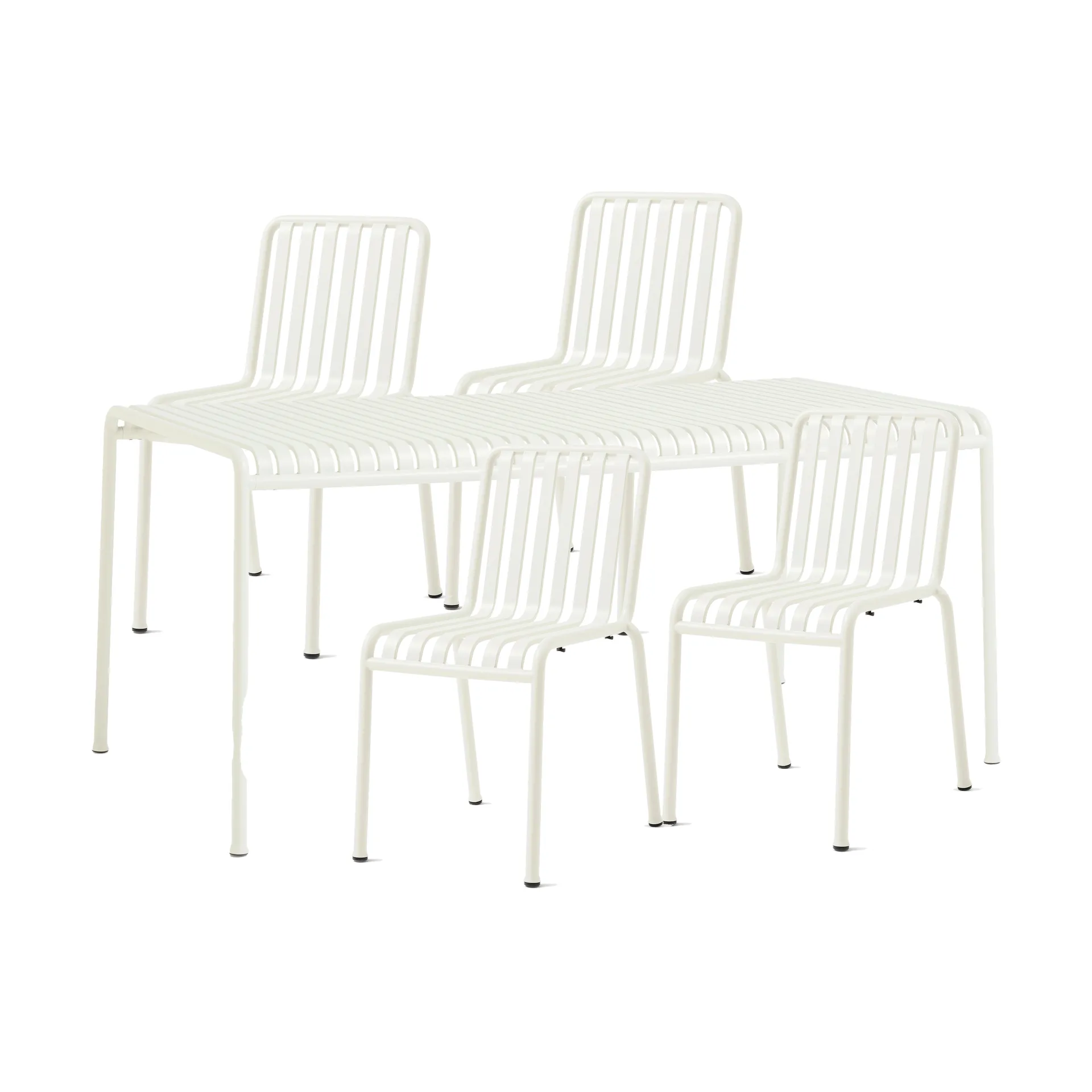 Palissade dining set 4 chairs 170x90 cm cream white,  HAY