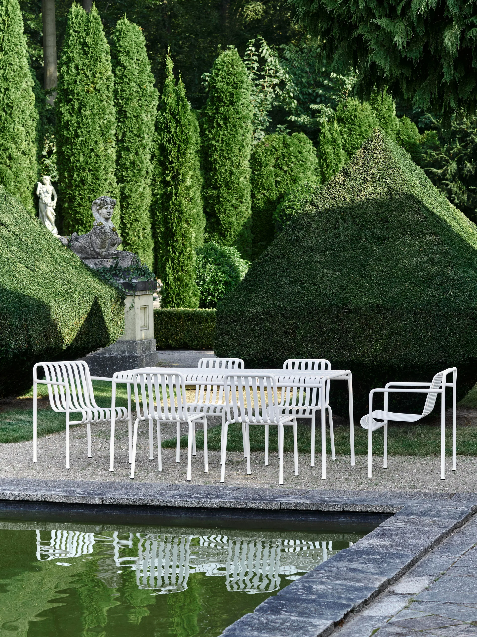 Palissade dining set 4 chairs 170x90 cm cream white,  HAY