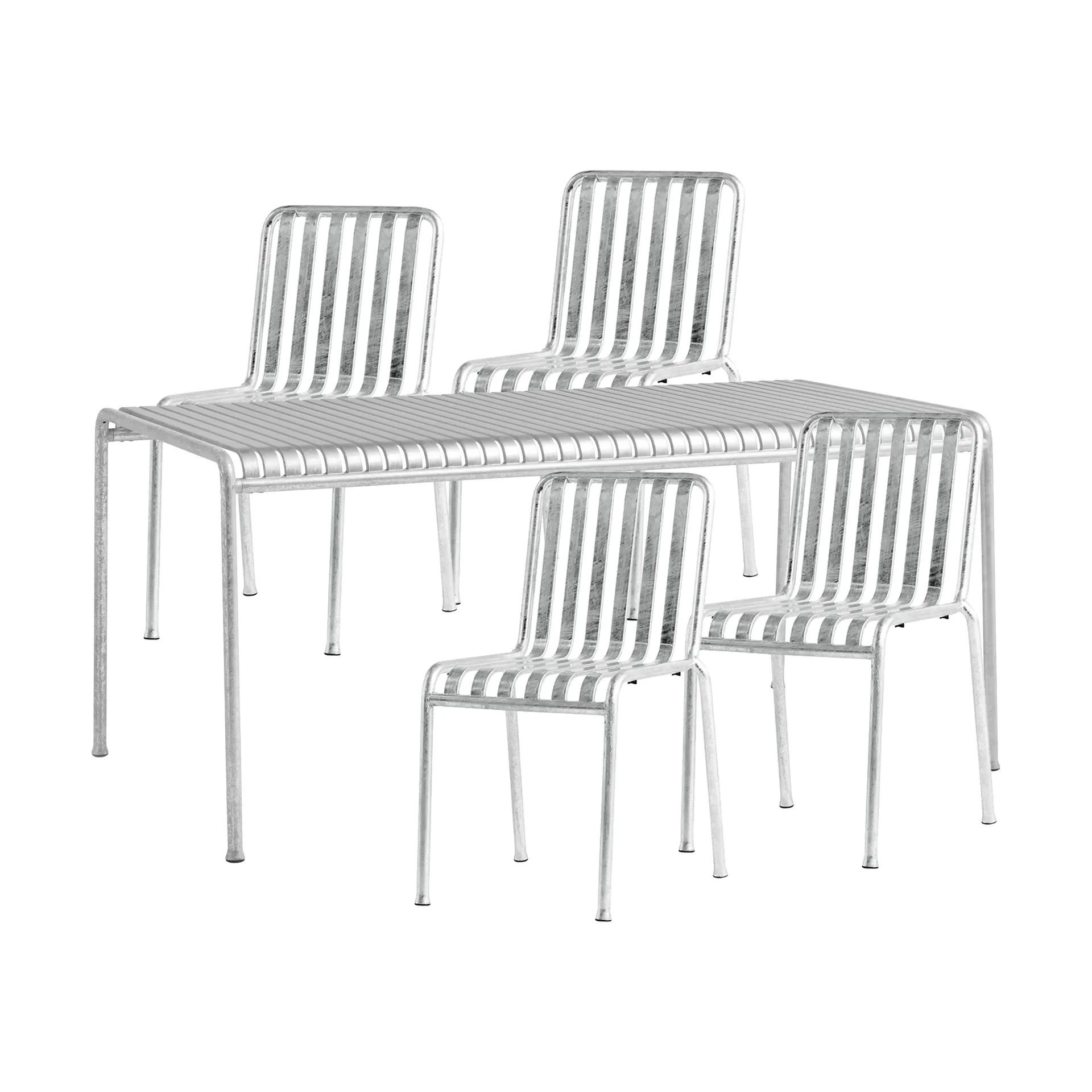 Palissade dining set 4 chairs 170x90 cm galvanized HAY
