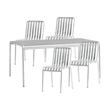 Palissade dining set 4 chairs 170x90 cm galvanized - HAY