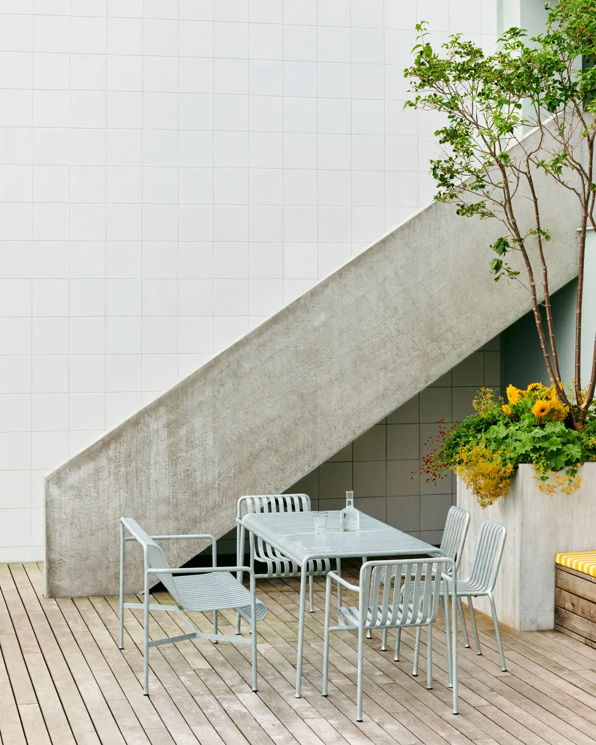 Palissade dining set 4 chairs 170x90 cm galvanized HAY