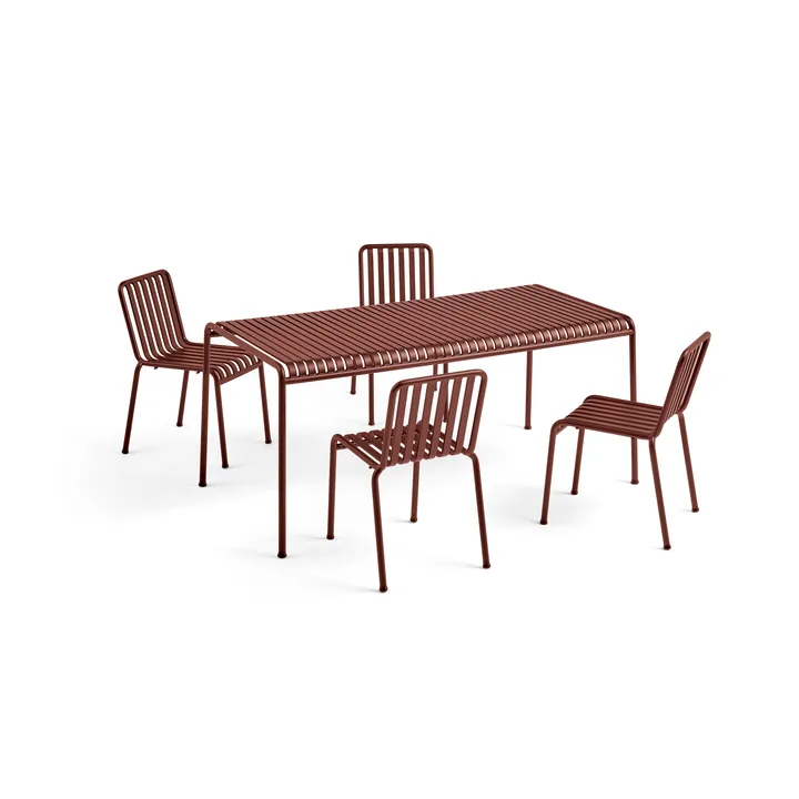 Palissade dining set 4 chairs 170x90 cm - Iron red - HAY