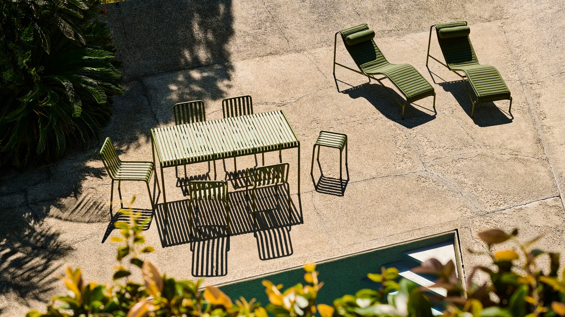 Palissade dining set 4 chairs 170x90 cm - Olive HAY