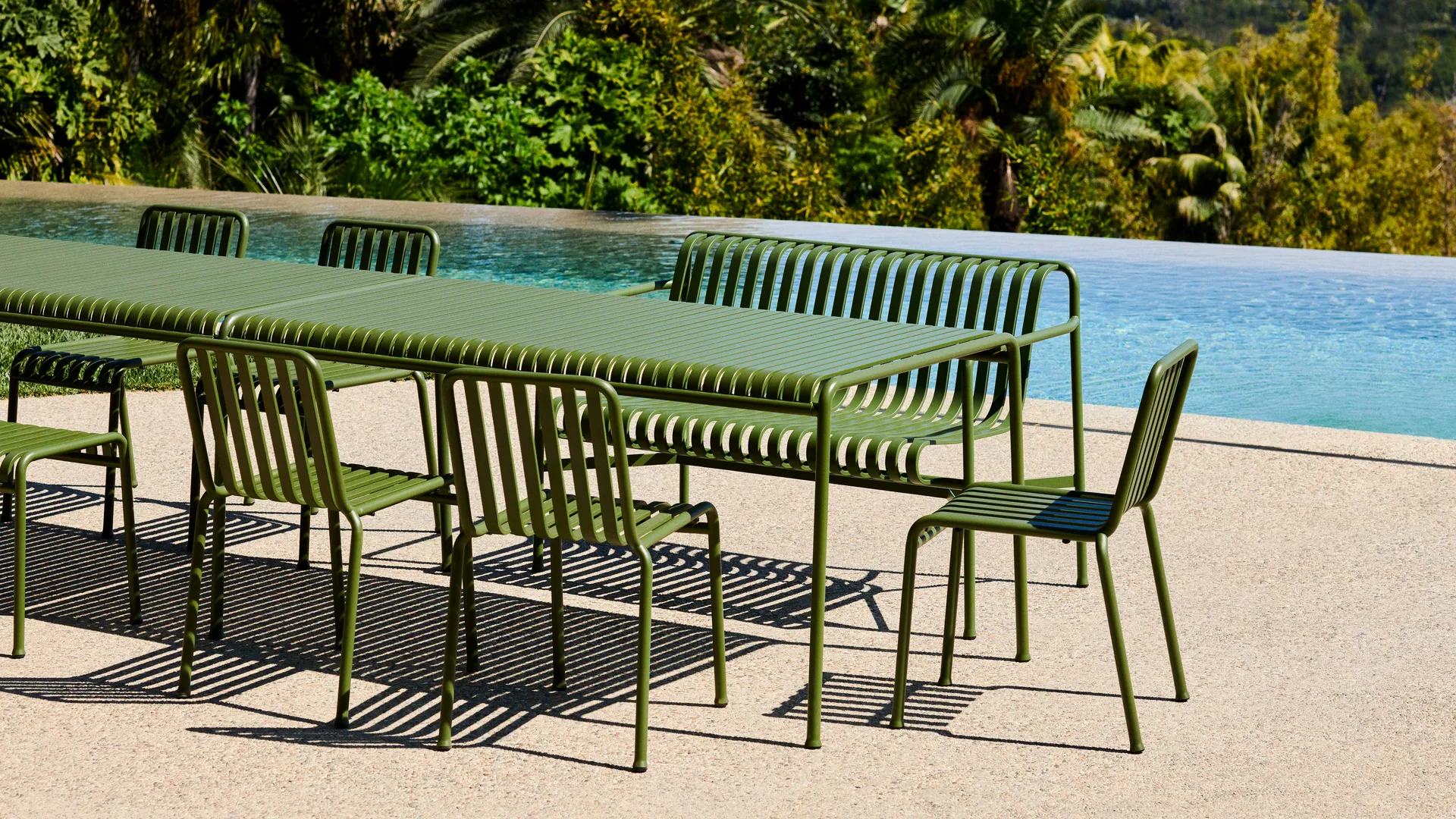 Palissade dining set 4 chairs 170x90 cm - Olive HAY