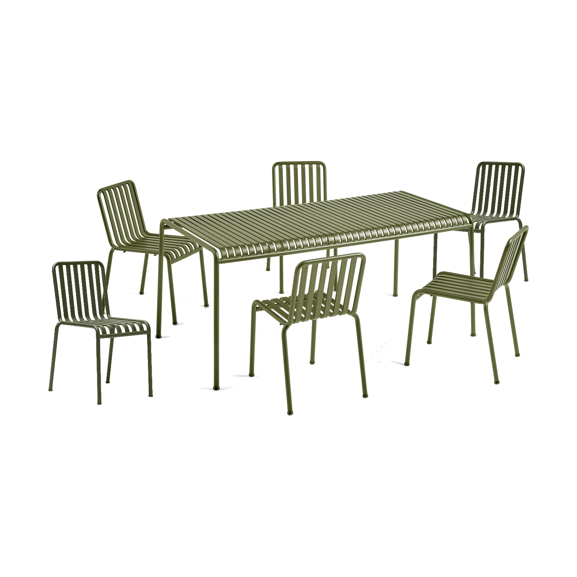 Palissade dining set 6 chairs 170x90 cm olive,  HAY