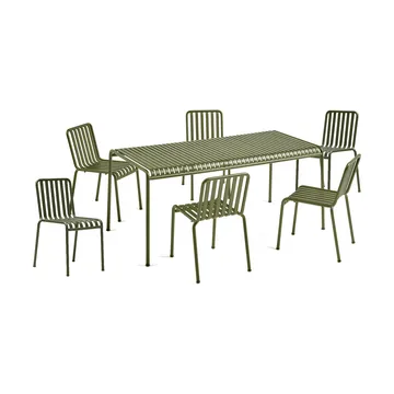 Palissade dining set 6 chairs 170x90 cm olive - HAY