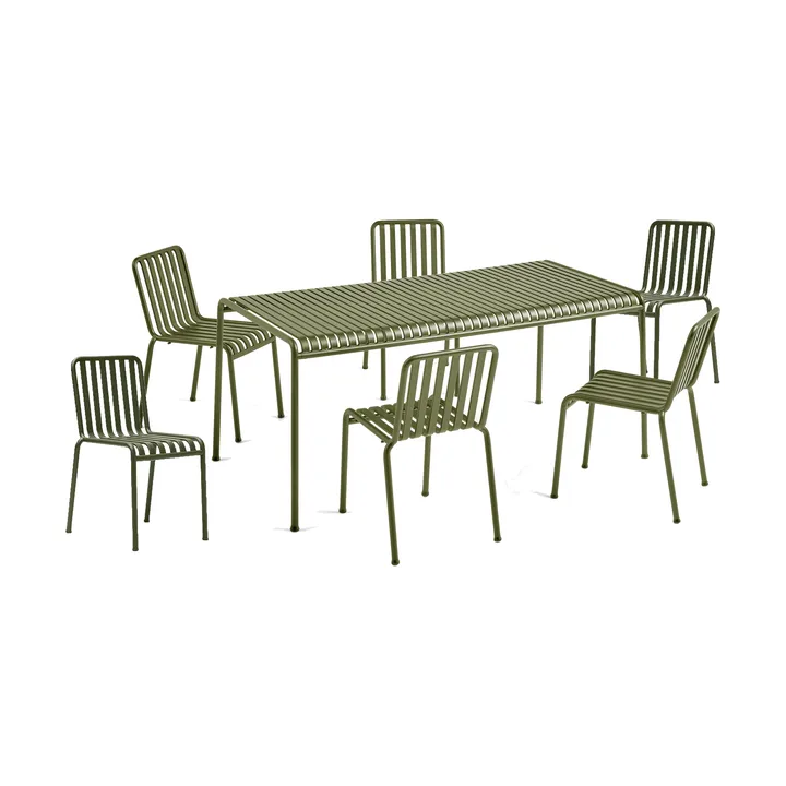 Palissade dining set 6 chairs 170x90 cm olive - HAY