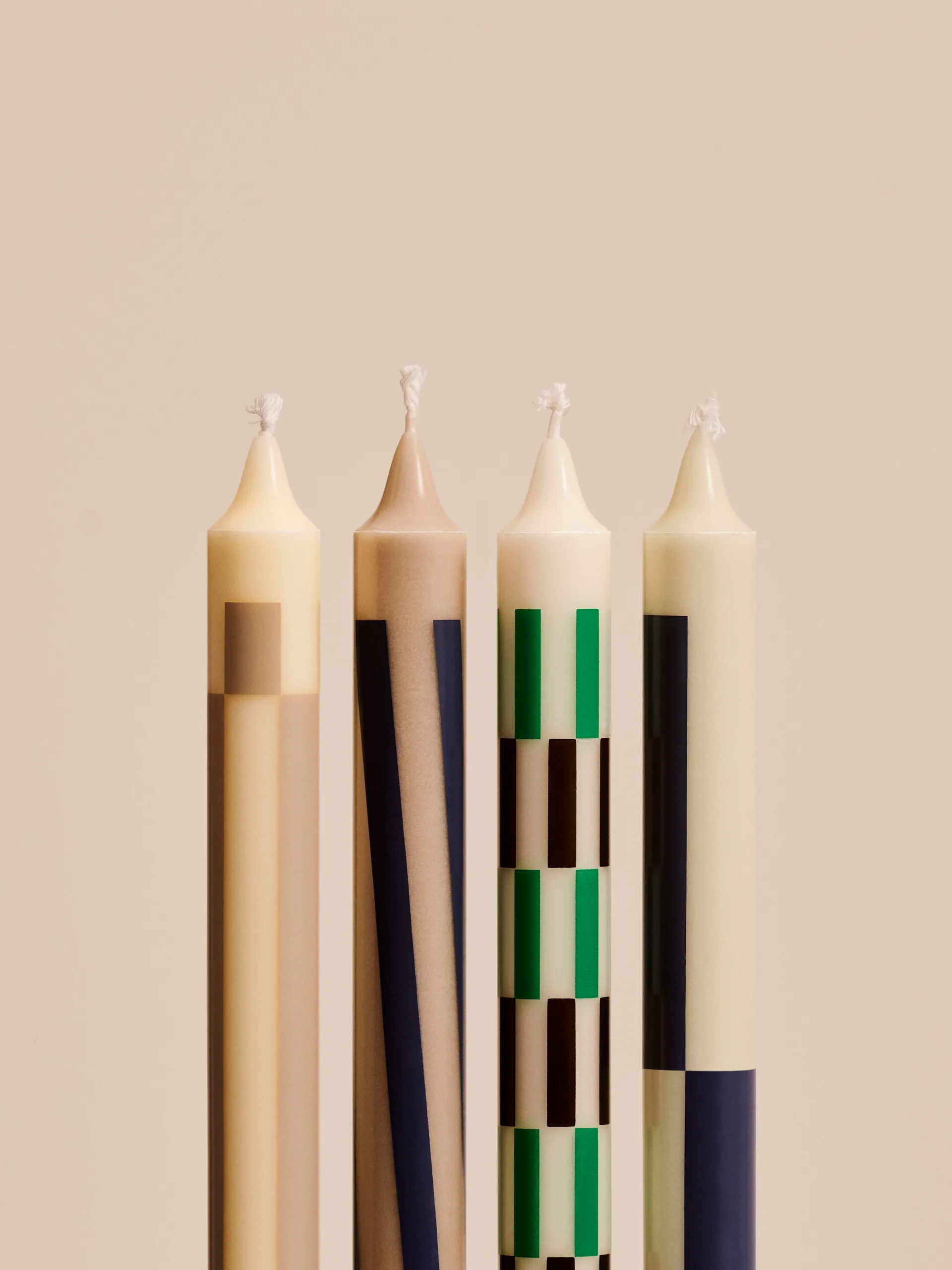 Pattern candle mix 4-pack, Cream-dark HAY