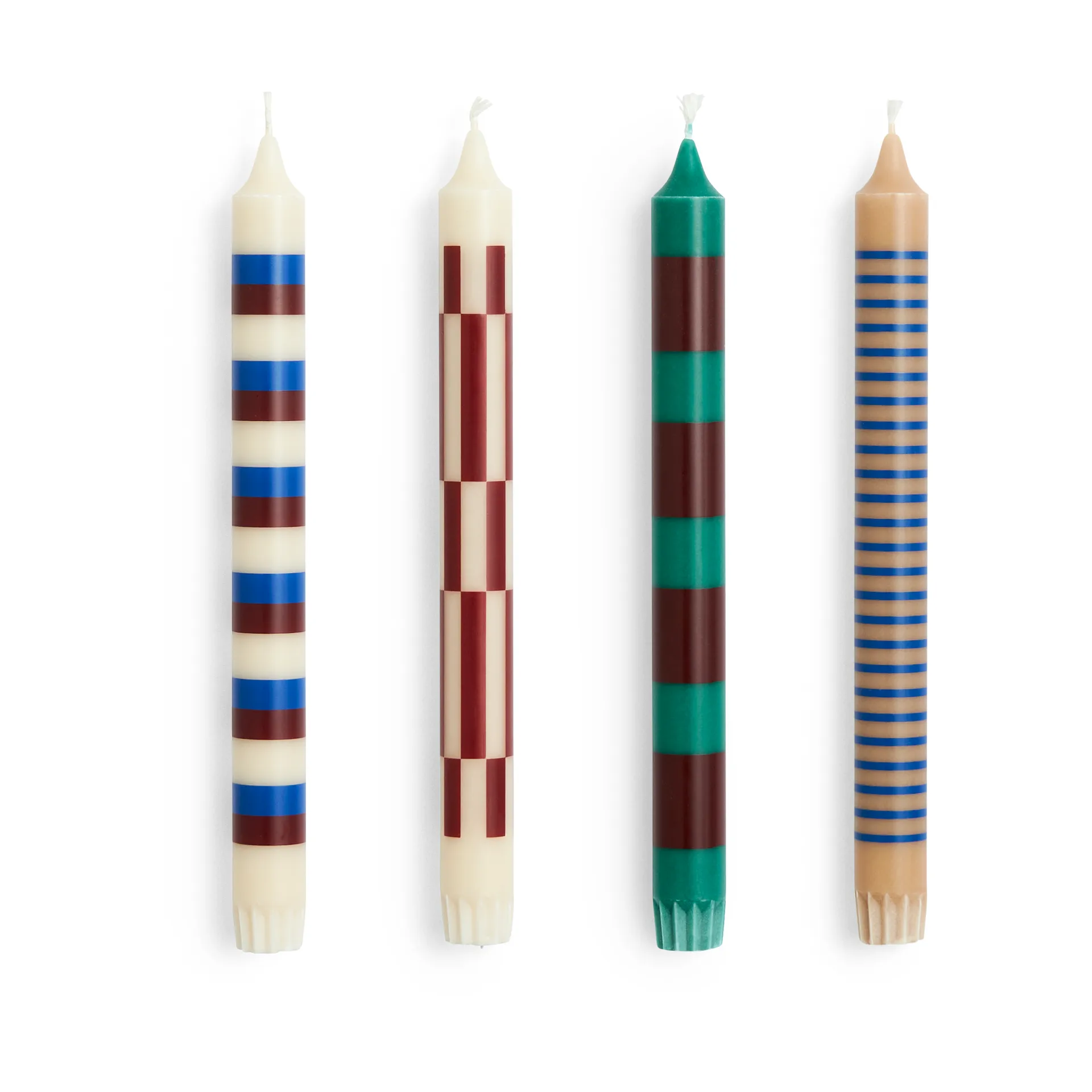 Pattern candle mix 4-pack, Green-blue-brown HAY