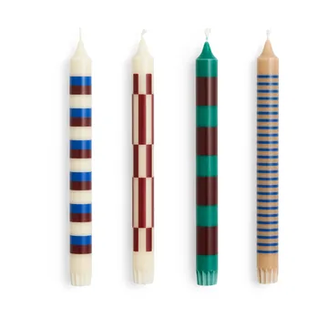 Pattern candle mix 4-pack - Green-blue-brown - HAY