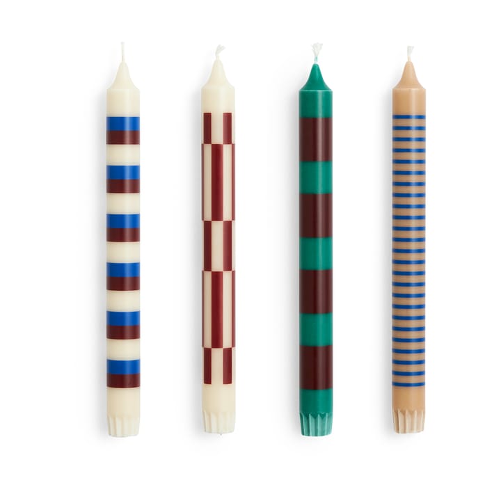Pattern candle mix 4-pack, Green-blue-brown HAY