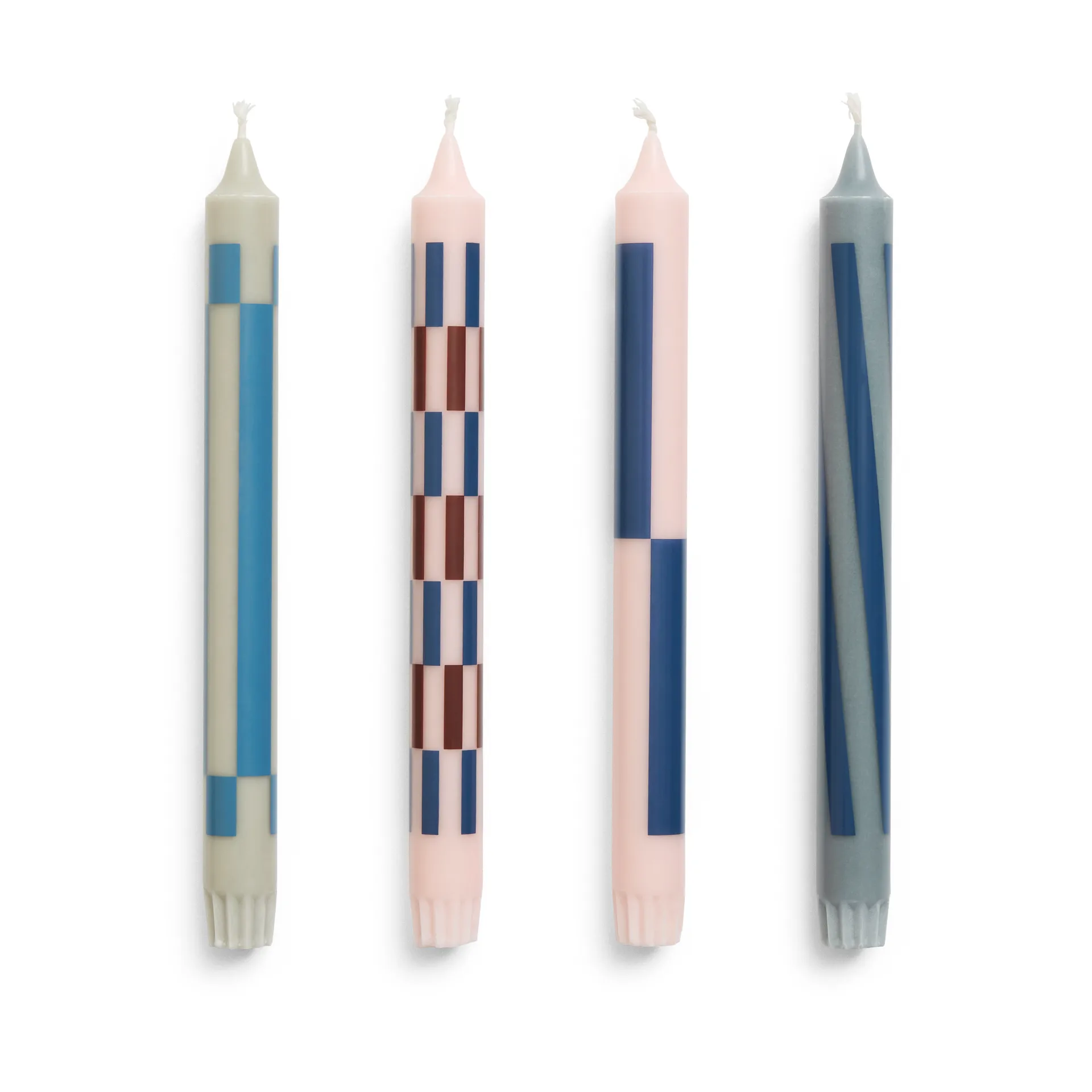 Pattern candle mix 4-pack, Light pink-blue HAY