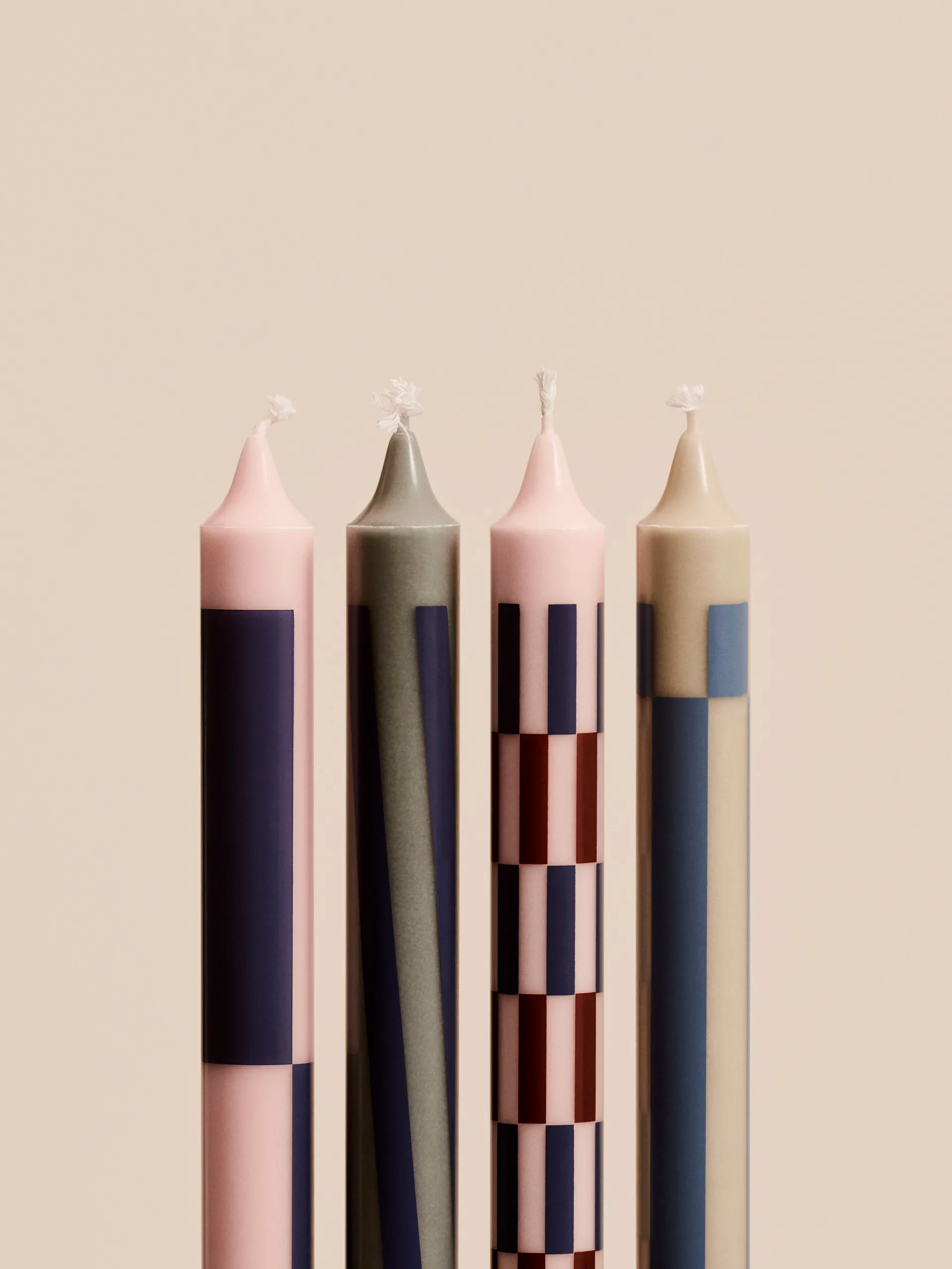 Pattern candle mix 4-pack, Light pink-blue HAY