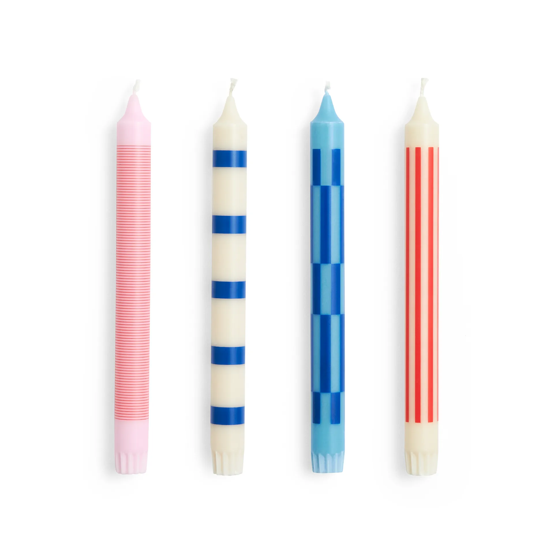 Pattern candle mix 4-pack, Pink-red-blue HAY