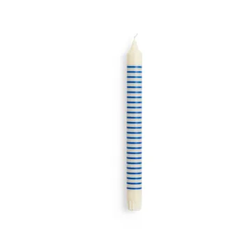 Pattern candle pinstripe - Off white-blue - HAY